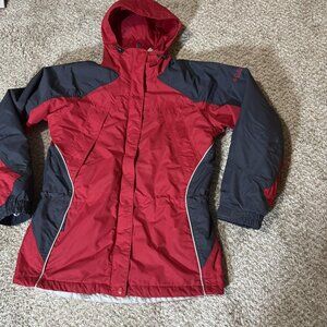 Vintage Columbia Jacket Womens Small Red Hooded Interchange Fleece Lined Ski 00s